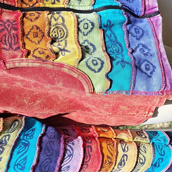 Ladies tie dye cotton zip hoodie, boho, layered stitching, multicolored, sz XL - Picture 4 of 14